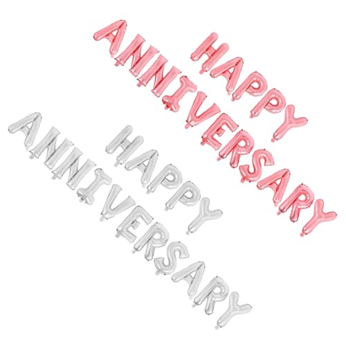 ARTSEWPLY 2 Sätze Aluminiumfolie Happy Anniversary Buchstabenballons Silber und Roségold Langlebige Hochzeit Party Dekoration Einfach Aufzublasen Vielseitig Einsetzbar für Zuhause und ARTSEWPLY 2 Sätze Aluminiumfolie Happy Anniversary Buchstabenballons Silber und Roségold Langlebige Hochzeit Party Dekoration Einfach Aufzublasen Vielseitig Einsetzbar für Zuhause und von ARTSEWPLY