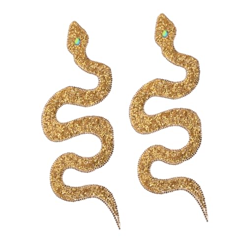 ARTSEWPLY 2 Stück Goldener Schlangen Bügelmotiv Strass Applikation DIY Textil Schmuck für Kleidung Taschen Schuhe und Hüte Einfache Anbringung Modischer Schlangenaufnäher Vielseitig von ARTSEWPLY
