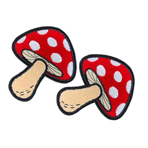 ARTSEWPLY 2 Stück Pilz Aufbügler Aufnäher aus Bestickte Cartoon Patches zum Reparieren und Dekorieren von Jeans Rucksäcken Jacken und Hüten Einfache Anwendung ohne Nähen von ARTSEWPLY