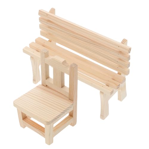 ARTSEWPLY 2 Stück Puppenhausbank Dollhouse Dekorationen Mini-puppenhaus-zubehör Spielhaus Kleine Parkbank Mini-puppenhaus- Puppenhauszubehör Miniaturmöbelmodell Beige Holz von ARTSEWPLY