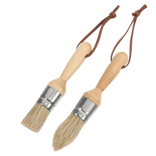 ARTSEWPLY 2 Stück Runde Schweineborsten Pinsel Set mit Ergonomischem Buchenholzgriff Vielseitig Einsetzbar für Möbel Öl und Lackfarben Weich Langlebig Einfache Präzise Handhabung für von ARTSEWPLY
