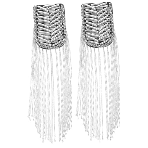 ARTSEWPLY 2 Stück Strass Schulter Epauletten mit Quasten Modische Silberne Kettenapplikation Schmuck accessoire für Kostüm Hochzeiten und Festliche Anlässe Design von ARTSEWPLY