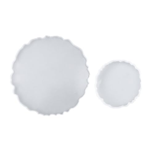 ARTSEWPLY 2 Stück Teiliges DIY Silikonform für Runde Tabletts Epoxidharz Gießformen Handgefertigte Servier Aufbewahrungstabletts Kreativ Gestaltbar Langlebig und Flexibel von ARTSEWPLY