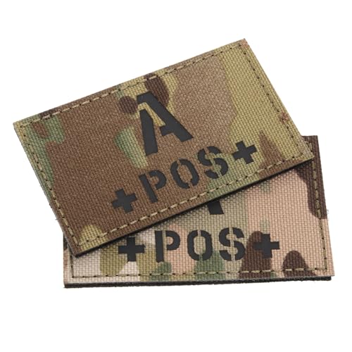 ARTSEWPLY 2 Stück Teiliges Militärisches Blutgruppen reflektierendes Patch mit Camouflage muster Nachtsicht ir erkennungszeichen Befestigung für Uniform Ausrüstung Rucksack und von ARTSEWPLY