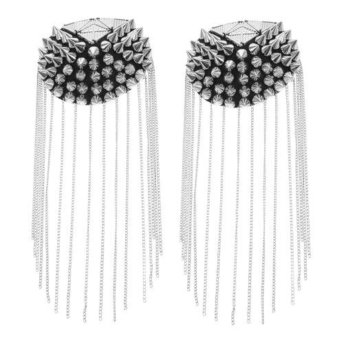 ARTSEWPLY 2 Stück Vintage Quasten Ketten Schulterklappen Punk Metall Bekleidungszubehör Modische Dekorative Epauletten für Damen Herren von ARTSEWPLY