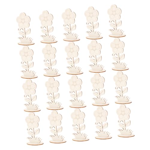 ARTSEWPLY 20 Stck Teiliges Holzblumen für Basteln Naturbelassene Holzblumen zum Bemalen Glatte Oberfläche Stabile DIY Holzblumenornamente für Kreative und Heimdekoration von ARTSEWPLY