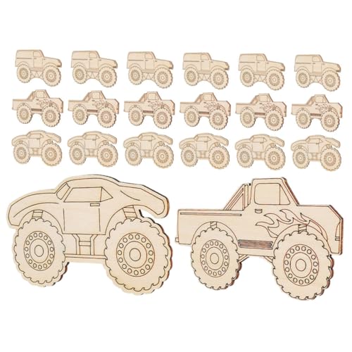 ARTSEWPLY 20 Stück Lkw-dekorationen Aus Holz Holzanhänger Zum Aufhängen Holzausschnitt Unfertige Ausschnittform Partygeschenke Zum Thema Auto Unfertige Holzautos Holzschild Leer Beige von ARTSEWPLY