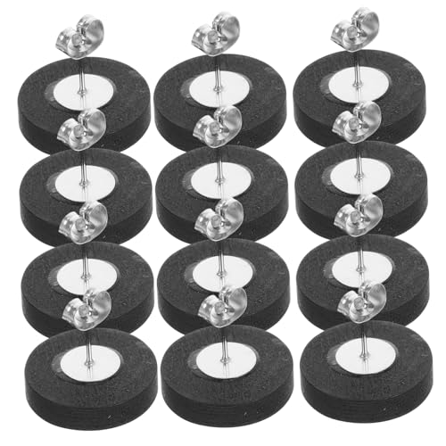ARTSEWPLY 20 Stück Ohrstecker Zur Schmuckherstellung: Ohrstecker Holz, Schwarz, 12 Mm, Flach, Rund, Holzrohlinge Für Die Schmuckherstellung Von Frauen Mit Rückenstopper von ARTSEWPLY