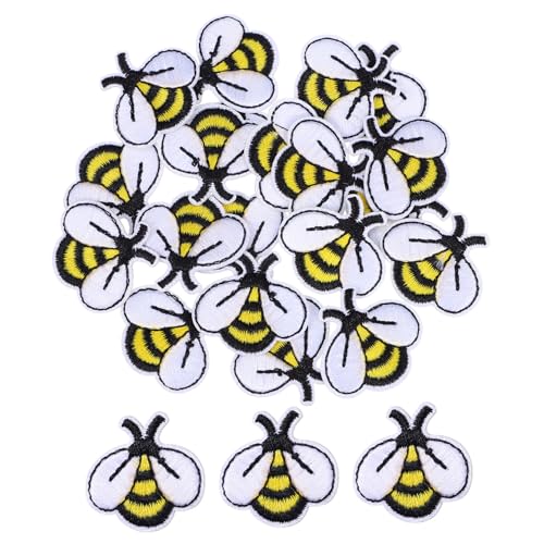 ARTSEWPLY 20 Stück Teiliges Bestickter Cartoon Bienen Stoffaufnäher zum Aufnähen und Aufbügeln Dicke Textur Klare Muster Vielseitige Kleidung Applikationen für Jacken Taschen und DIY von ARTSEWPLY
