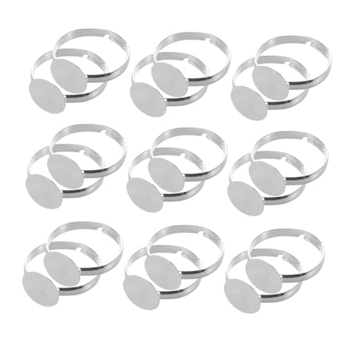 ARTSEWPLY 20 Stück Teiliges DIY Schmuckbastelset Verstellbare Ringrohlinge aus Metall Silberfarben Runde Ringgrundlagen für Schmuckherstellung und Resin Anpassbare Schmuckringe für ARTSEWPLY 20 Stück Teiliges DIY Schmuckbastelset Verstellbare Ringrohlinge aus Metall Silberfarben Runde Ringgrundlagen für Schmuckherstellung und Resin Anpassbare Schmuckringe für von ARTSEWPLY