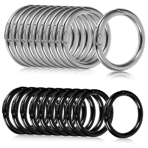 ARTSEWPLY 20 Stück Teiliges Metallringe Schlüsselanhänger Innenmaß Federnde Karabinerclips für DIY Basteln Kleidung Taschen Zubehör Silber Schwarz Vielseitig Einsetzbar von ARTSEWPLY