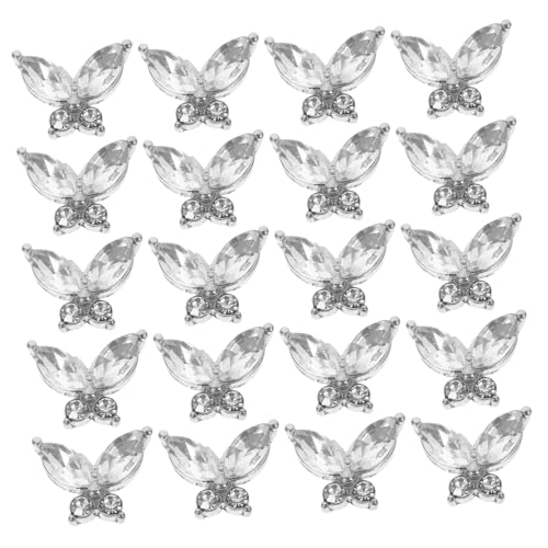 ARTSEWPLY 20 Stück Teiliges Nail Art Charms mit funkelndem Schmetterlings Design Niedliche Nagelsteine für Maniküre Schöne Nail Gems für Frauen und Mädchen Nageldekoration für Natürliche von ARTSEWPLY