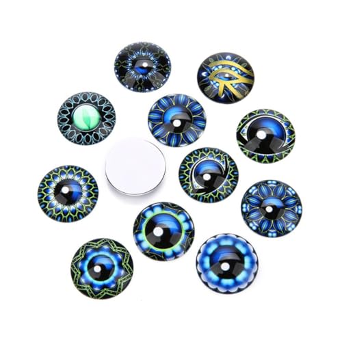 ARTSEWPLY 20 Stück Teiliges Runde Glas Cabochon Patches mit Blauem Muster Kreative DIY Schmuck Aufkleber für Ohrringe Uhren Vasen und Bastelprojekte Langlebig und Vielseitig Einsetzbar von ARTSEWPLY