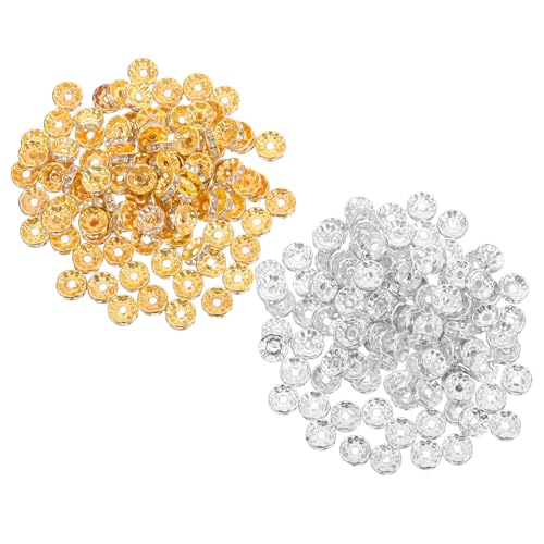 ARTSEWPLY 200 Stück Rondelle Spacer Perlen mit Funkelnden Strasssteinen Langlebig und Farbbeständig Kompatibel für Halsketten Armbänder und DIY Schmuckgestaltung Silber und Gold Mix ARTSEWPLY 200 Stück Rondelle Spacer Perlen mit Funkelnden Strasssteinen Langlebig und Farbbeständig Kompatibel für Halsketten Armbänder und DIY Schmuckgestaltung Silber und Gold Mix von ARTSEWPLY