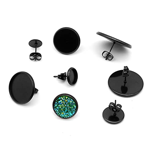 ARTSEWPLY 20Stücke DIY Ohrstecker Basis Runde Schwarze Ohrstecker für Schmuckherstellung Kreative Zubehörteile mit Ohrstopper für Frauen und Mädchen Innendurchmesser von ARTSEWPLY