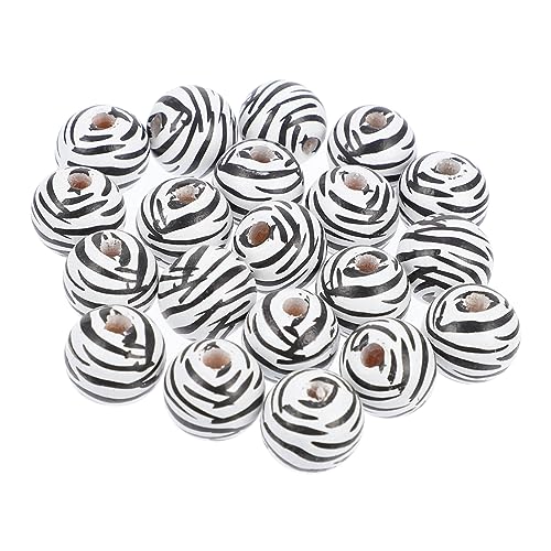 ARTSEWPLY 20Stücke Runde Holzperlen DIY Schmuckzubehör für Halsketten Armbänder und Anhänger Unbehandelte Holzperlen Leopardmuster für Bastelprojekte von ARTSEWPLY