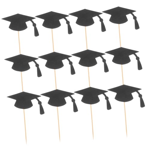 ARTSEWPLY 24 Stück Graduation Cake Toppers für Abschlussfeiern Kreative Dekorationen für Kuchen und Cupcakes Einfach zu Verwenden Vielseitig Einsetzbar für Schulfeiern und Persönliche von ARTSEWPLY
