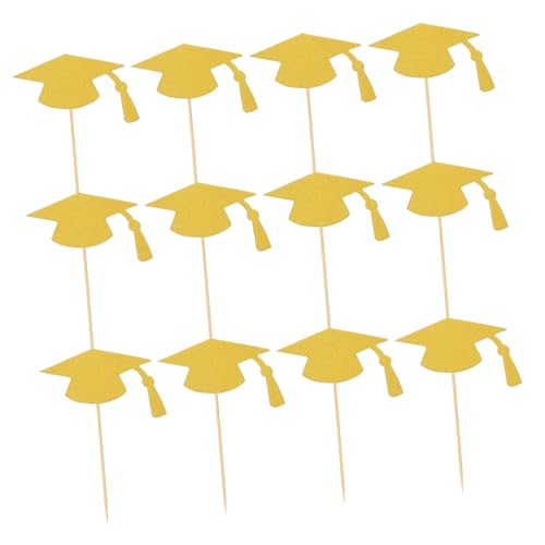 ARTSEWPLY 24 Stück Graduation Hat Cupcake Toppers Goldene Abschlussfeier Kuchen Deko für Schulabschlüsse und Persönliche Feiern Einfach Einzufügen Entfernen von ARTSEWPLY