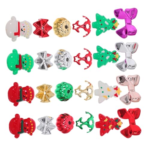 ARTSEWPLY 24 Stück Teiliges Handbemalter Weihnachtsperlen Rot Grün mit Perlenkappen Vielseitig für Diy Handyketten Schlüsselanhänger Armbänder und Festliche Bastelprojekte von ARTSEWPLY