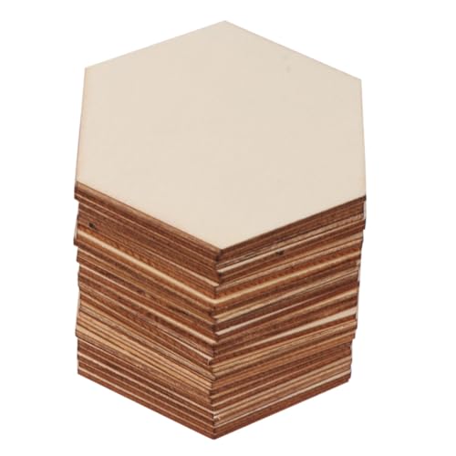 ARTSEWPLY 25 Stück Hexagon Holzausschnitte Sechseckige Holzscheiben Namensschilder Hochzeit Dekoration DIY Bastelbedarf aus Umweltfreundlichem Holzmaterial von ARTSEWPLY
