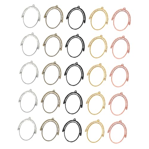 ARTSEWPLY 25 Stück Teiliges Ovaler Offener Schmuckrahmen aus Drehbare DIY Schmuck Lünette Anhänger Leicht und Langlebig für Kreative Schmuckherstellung und Personalisierte Geschenke von ARTSEWPLY