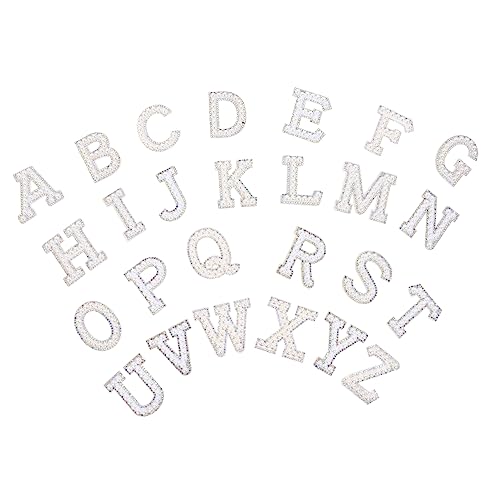 ARTSEWPLY 26 Stück Kreative Alphabet Aufnäher für Stoffe Bügelapplikationen mit Strass und Perlen für DIY Projekte Geeignet für Kleidung Taschen Hüte und Mehr von ARTSEWPLY
