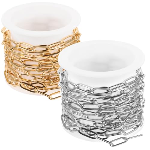 ARTSEWPLY 2Stücke DIY Schmuckketten Paperclip Form Langlebige für Schmuckherstellung Stahlfarbe und Goldfarbe für DIY Projekte von ARTSEWPLY
