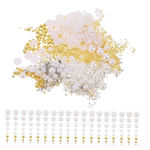ARTSEWPLY 3 Boxen Nail Charms Runde Perlen Flache Rückseite Nailart Schmuck Für Frauen DIY Nageldesign Zubehör Halbrunde Kunststoffperlen Nagelverzierung von ARTSEWPLY