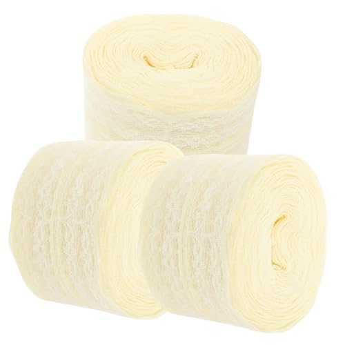 ARTSEWPLY 3 Rollen Beige Spitzenbordüre Nichtelastisch Rüschenspitze Stoffband für Nähen DIY Handwerk Hochzeitsdeko Vintage Kleidungszubehör von ARTSEWPLY