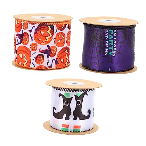 ARTSEWPLY 3 Rollen Halloween Geschenkband Dekorative Wickelbänder mit Kürbis Stiefel Spinnennetz Yards Rolle für DIY Bastelprojekte und Partydekoration von ARTSEWPLY
