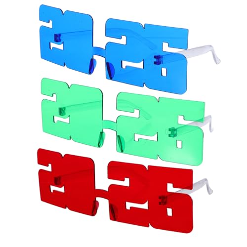 ARTSEWPLY 3 Stück Partybrillen aus Leichtem Pc Material Auffällige Transparente Zahlenbrillen für Silvester Abschlussfeier Karneval und Festliche Foto Requisiten von ARTSEWPLY