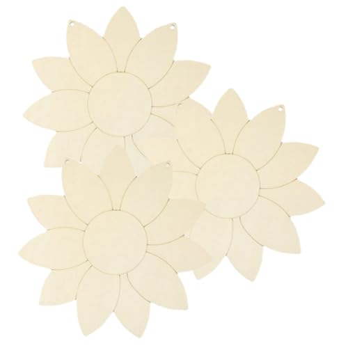 ARTSEWPLY 3 Stück Teiliges Sonnenblumen Holzdekor Unbehandelte Holzscheiben zum Basteln DIY Malen Graffiti Anhänger für Party Raum Fensterdekoration von ARTSEWPLY