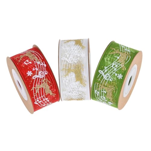 ARTSEWPLY 3 Stück Teiliges Weihnachts Dekoband pro Weiß Rot Grün Festliches Geschenkband aus Strapazierfähigem Material für Geschenkverpackung DIY und Weihnachtsdeko von ARTSEWPLY
