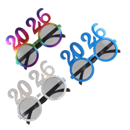 ARTSEWPLY 3 Stück Teiliges Zahlenbrillen mit Rundem Kreatives Silvester Partyzubehör für Neujahrs und Weihnachtsfeiern Lustige Fotorequisiten für Festliche Gruppenfotos von ARTSEWPLY
