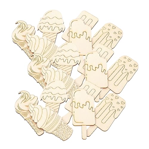ARTSEWPLY 30 Stück Teiliges DIY Holz Eiskrem Dekorationsset für Unfertige Eiscreme Holzschnitt Bastelarbeiten für Kreative Sommerprojekte Sicher und Langlebig von ARTSEWPLY