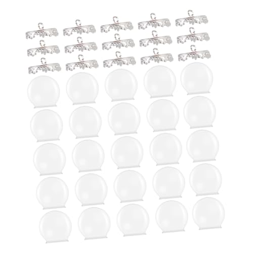 ARTSEWPLY 30 Stück Teiliges Set Mini Glaskugeln Öffnung Transparente Glasanhänger mit Silberfarbenem Kronenfassung zum Befüllen und DIY Schmuckherstellung von ARTSEWPLY