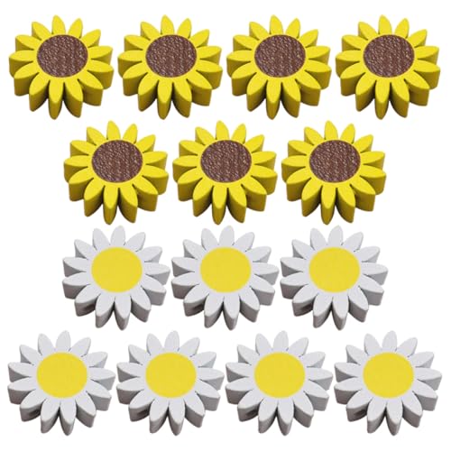 ARTSEWPLY 30 Stück Teiliges Sonnenblumen holzperlen in Bunten Farben DIY holzperlen für Basteln Girlande und Wohnungsdeko Langlebige Farbechte Naturholzperlen für Kreative Zufällige Farbe von ARTSEWPLY