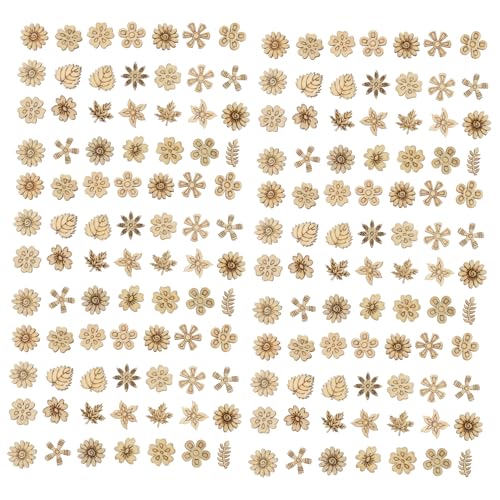 ARTSEWPLY 300 Stück DIY Holzchips für Bastelset Natürliche Holzblumen Blätterformen Handbemalbare Holzstücke für Kreative Malprojekte Sichere Holz bastelspielzeuge zum Lernen von ARTSEWPLY