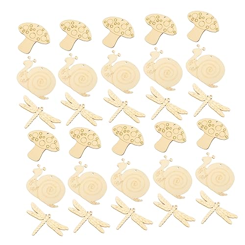 ARTSEWPLY 30Stücke Holzscheiben DIY Holzscheiben Schnecken Libellen und Pilzform Unbehandelte Holzstücke für Bastelprojekte und Dekoration Kunsthandwerk von ARTSEWPLY