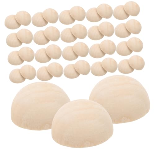 ARTSEWPLY 30Stücke Unfertige Halbe Holzkugeln Mini Halbkugel für DIY Projekte Basteln mit Holz Bastelmaterialien für Partyzubehör Hellgelb von ARTSEWPLY