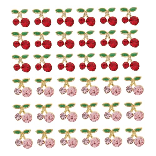 ARTSEWPLY 36 Stück Teiliges Cherry Nail Charms aus Langlebiger Legierung Nagelstuds in Rot und Kompakte für Natürliche und Künstliche Nägel Einfache Anwendung für DIY Maniküre und ARTSEWPLY 36 Stück Teiliges Cherry Nail Charms aus Langlebiger Legierung Nagelstuds in Rot und Kompakte für Natürliche und Künstliche Nägel Einfache Anwendung für DIY Maniküre und von ARTSEWPLY