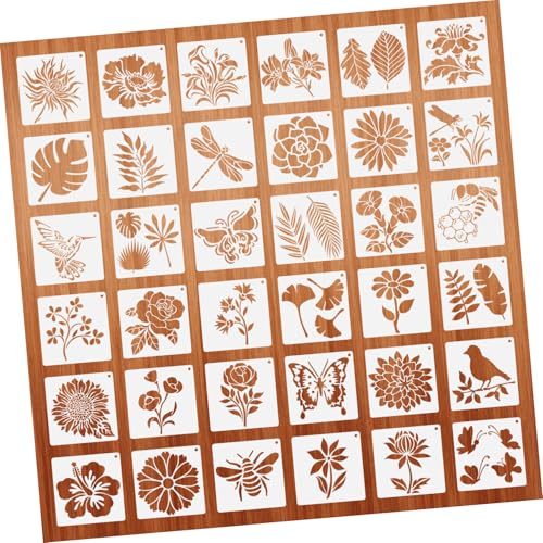 ARTSEWPLY 36Stücke Wiederverwendbare Malvorlagen für DIY Projekte Blumen Vogel und Pflanzenschablonen für Erwachsene für Holz und Stoffe von ARTSEWPLY