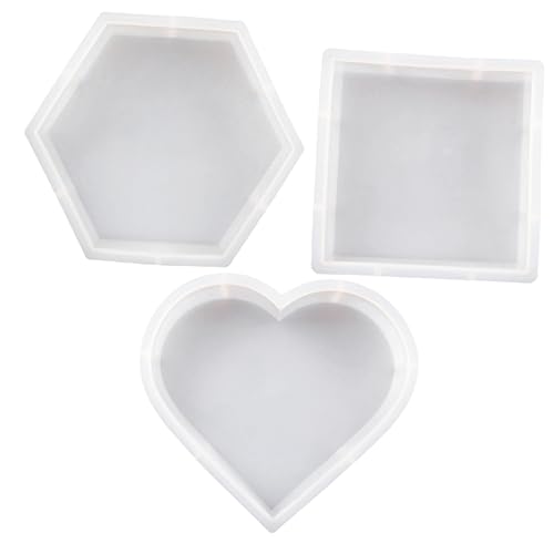 ARTSEWPLY 3Stücke Silikonformen für Epoxidharz DIY Desktop Bastelformen Sechseck Herz Langlebig für Dekorationen und Bastelprojekte von ARTSEWPLY
