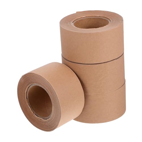ARTSEWPLY 4 Rollen Braunes Kraftpapier Klebeband Wasseraktiviertes Beschreibbares Verpackungsband mit Haftung Flexibel Zuschneidbar Temperaturbeständig für Versand und Umzugskartons von ARTSEWPLY