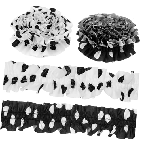 ARTSEWPLY 4 Rollen Doppelplissierte Rüschenbänder Stoffband Elastische Rüsche Rüschensaum Stoffstreifen für Kleidung Nähen Handwerk DIY von ARTSEWPLY