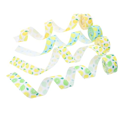 ARTSEWPLY 4 Rollen Lemon Druckband für DIY Bastelprojekte Á Dekoratives Geschenkband für Partys Blumenverpackungen und Haarschleifen Langlebig und Leicht zu Verarbeiten von ARTSEWPLY