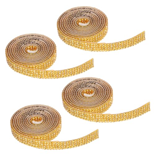 ARTSEWPLY 4 Rollen Selbstklebendes Strassband Breit Glitter-dekoband für Schmuckherstellung Geschenkverpackung DIY Kleidung Basteln Langlebiges Strahlendes Rhinestone Klebeband von ARTSEWPLY