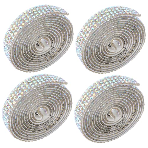ARTSEWPLY 4 Rollen Selbstklebendes Strassband Reihen Breit Glitzerbänder für DIY Dekoration Fade-resistent Glänzend Vielseitig Einsetzbar für Kleidung Schuhe Geschenke und Handwerk von ARTSEWPLY