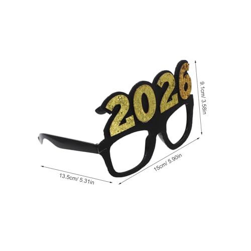 ARTSEWPLY 4 Stück Silvester Brille aus Kunststoff mit Glitzerzahlen Leichte Pc-materialien Glänzende Party-accessoires für Silvesterfeier Fotorequisiten und Geschenkideen von ARTSEWPLY