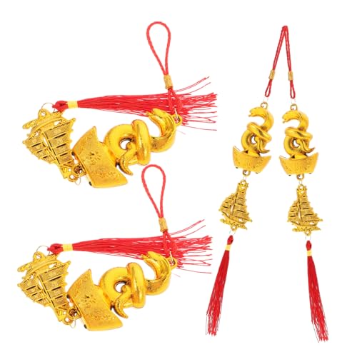ARTSEWPLY 4 Stück Teiliges Chinesische Neujahrsanhänger Frühlingsfest Dekoration mit Traditionellen Schlangenmotiven Festliche Hängedeko für Zuhause Auto und Party Chinesische Jahreszeit von ARTSEWPLY